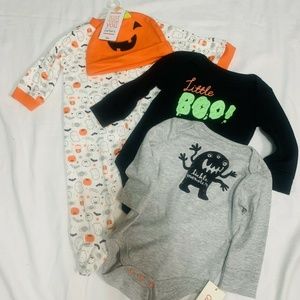 0-3 Month & 3 Month Bodysuits Sleeper & Hat Bundle